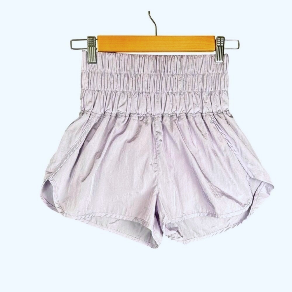 Free People Womens Way Home Smocked High Waist Shorts Purple Small Active - Picture 2 of 10